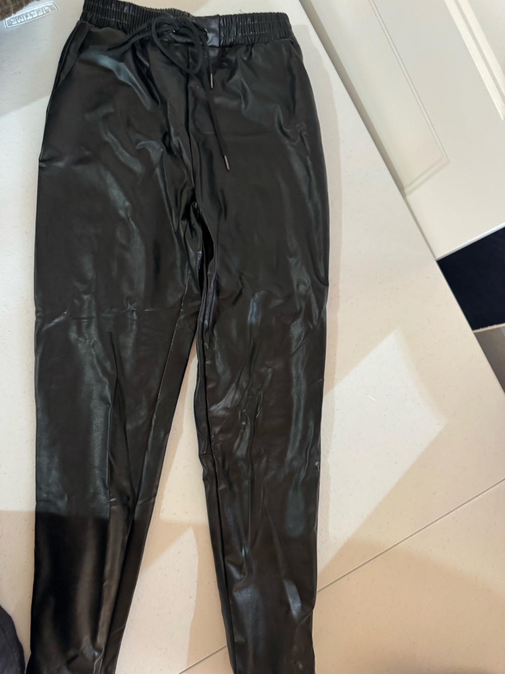 Men's Black Faux Leather Pants